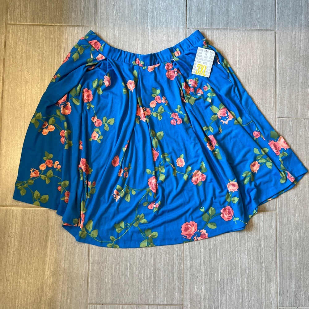 LuLaRoe Blue Flower Skirt